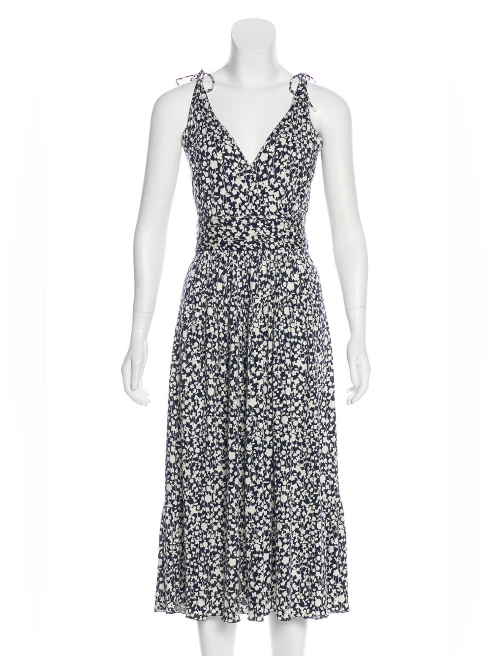 💙 Marc by Marc Jacobs Navy and White Floral Silk & Cotton Blend Knit Midi Dress